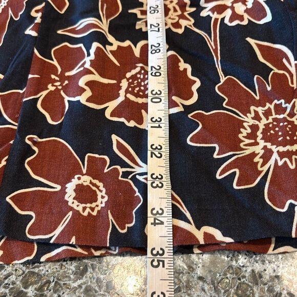 ZARA floral print 3/4 sleeve tunic shirt dress Sz S pockets borwn/black - Picture 12 of 12